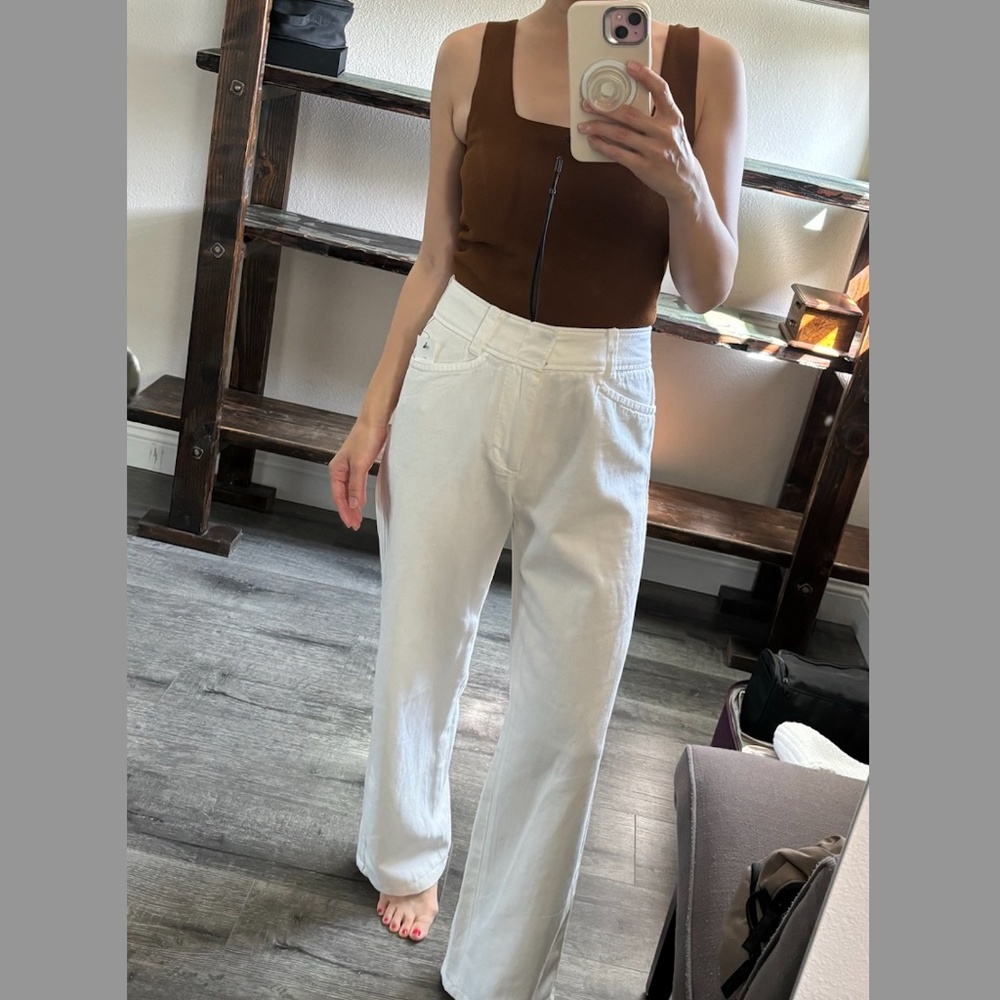 Vince cotton/lyocell/linen blend off white straight leg pants size 2 NEW